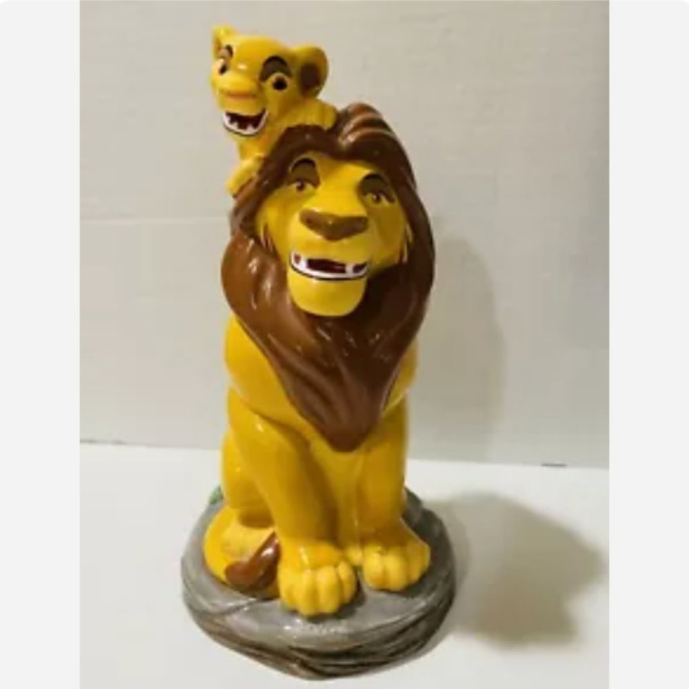 Rare Disney Lion King Mufasa And Simba Ceramic Coin Bank
